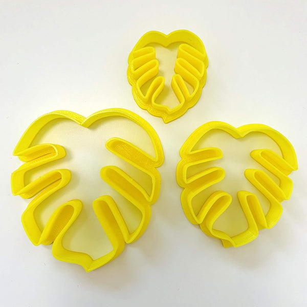CHENRUI Cookie Fondant Cutters Set of 3 Monstera Leaf Polymer Clay Cutters