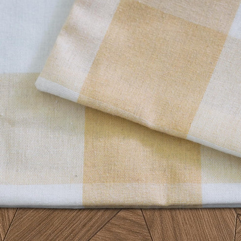 NATUS WEAVER 2 (12" 36") Cotton Beige & White Side Buffalo Check Farmhouse Table Runner for Family Dinners