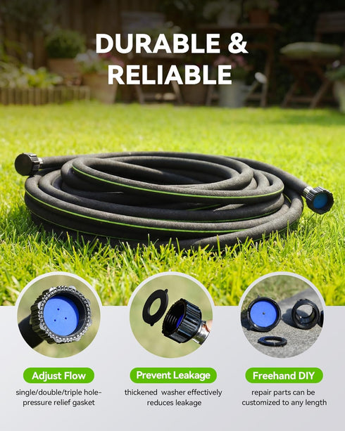 1/2'' 50ft 80% RAINPOINT Soaker Hose for Garden, Drip Irrigation Hose, Water Seeper Soaker Hoses for Foundation