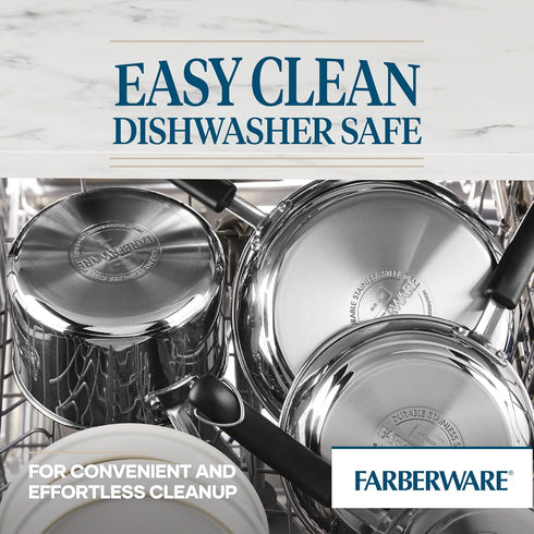 Farberware 1 Quart Brilliance Stainless Steel Saucepan/Saucepot with Side Spouts, Dishwasher Safe