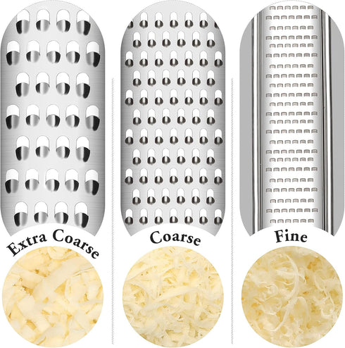 Cambom Heavy Duty Lemon Zester Grater Three-Piece Suit, Kitchen Tool for Parmesan Cheese, Ginger, Garlic, Stainless