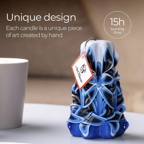 Carved Candles - Handmade Decorative Large Candle, Tall Long Burning Cute Spiral Candle for Women, Table Candle for