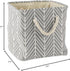 DII Large Round Herringbone Storage Bin with Handles, Small Square, Gray Polyester