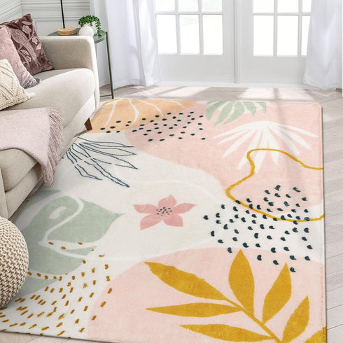 Lahome Pink Carpet for Living Room - 4x6 Area Rug for Bedroom