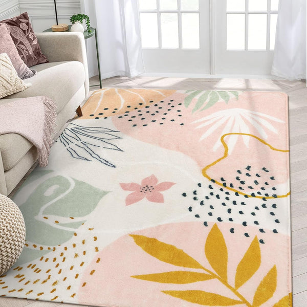 Lahome Pink Carpet for Living Room - 4x6 Area Rug for Bedroom