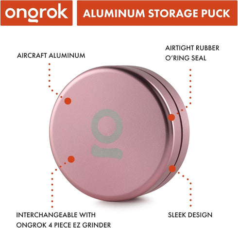 ONGROK Storage Puck, Pink, Perfect Size Case to Store in Your Pocket, Airtight, Preserves Moisture Profile, Smell and