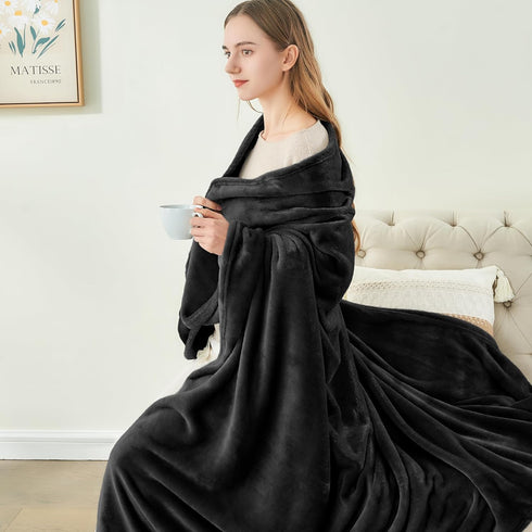 BEDELITE Black Fleece Blanket, Luxury Plush Cozy Throw Blanket 50x60 inches, Super Soft Warm Lightweight
