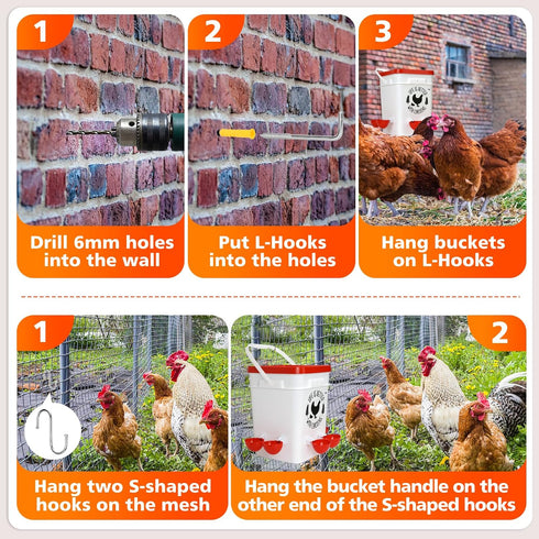 5 6 Tgeyd Chicken Waterer Gallon, with Enlarge Automatic Water Cups, Large Cicken Waterer for Chicken Duck and Goose