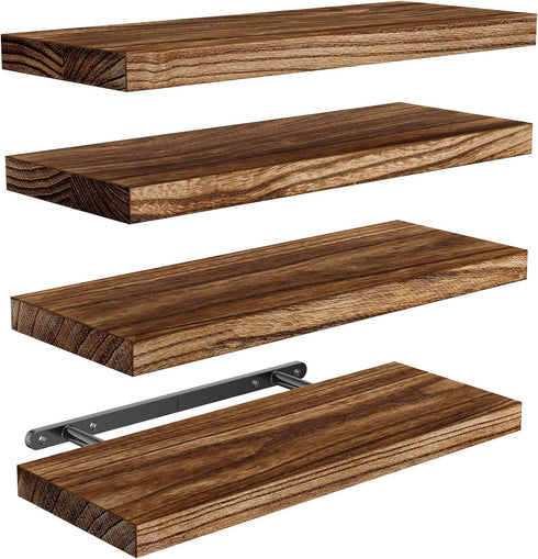AMADA HOMEFURNISHING Floating Shelves, Paulownia Wood Wall Shelves for Bathroom/Living Room/Bedroom/Kitchen/Home Office,