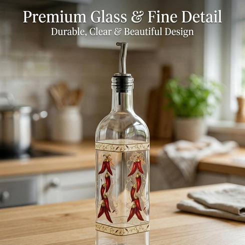 17 oz Set 2 2 Packs Topadorn Olive Oil Dispenser Bottle for Kitchen, Pcs Glass Oil Dispenser Bottle with Stainless