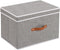 Fabric Storage Bins with Lids, Linen Foldable Storage Boxes, Closet Storage Organizer Containers with Handles, Grey,