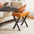 LG-71J IBUYKE Square Makeup Stool with X-Leg Foot Rest, PU Footrest, Ottoman Seat, Multi-Use as Small Side Table