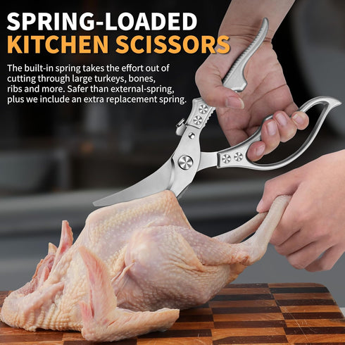 Poultry Shears, Kitchen Scissors for Food, All Purpose Heavy Duty for Chicken Wing/Thigh/Bone, Meat, Quail, Fish