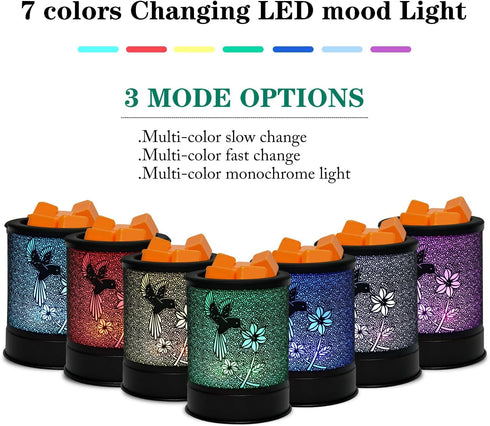 ASAWASA Electric Metal Wax Warmer, Wax Melt Candle Burner with 7 Colorful Changing Lights & 1 Silicone Dish for Home