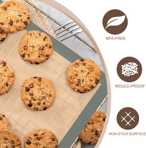 Silicone Baking Mat, 3 Pack Reusable Non-Stick Food Safe Mats for Baking Cookies, Macaroons