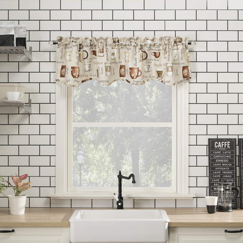 No. 918 Bristol Coffee Shop Semi-Sheer Rod Pocket Kitchen Curtain Valance and Tiers Set, 54" x 24", Ivory Off-White