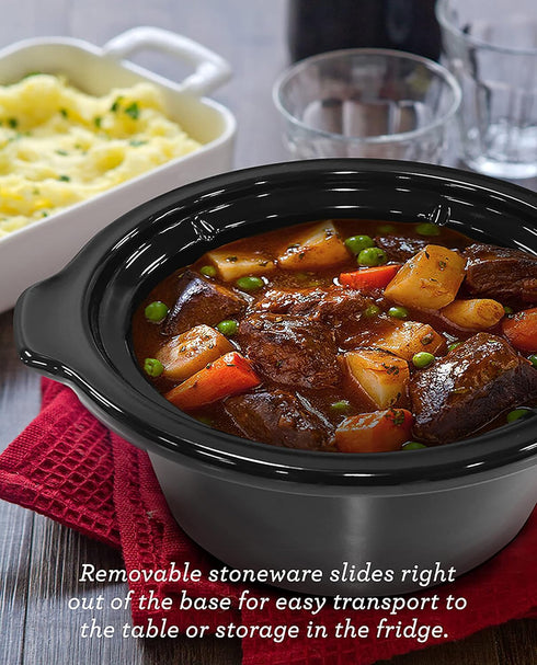 Elite Gourmet MST-275XR# Electric Oval Slow Cooker, 2 Quart, Metallic Red, Dishwasher Safe Glass Lid