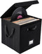 Vinyl Record Storage Box, 13 Inch Linen Fabric Case for LP Album Storage, Stackable & Collapsible for 120+ Records