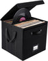 Vinyl Record Storage Box, 13 Inch Linen Fabric Case for LP Album Storage, Stackable & Collapsible for 120+ Records