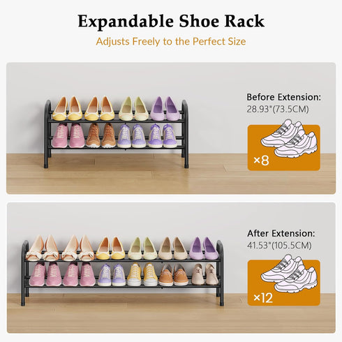 2 Closet, 28 42, Closet, 12 Gewudraw Tier Shoe Rack, Shoe Organizer for Metal Shelf Can Expandable to for Bedroom