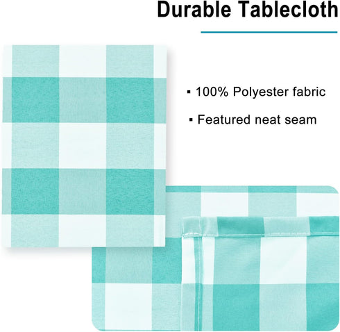 Hiasan Checkered Square Tablecloth - Stain Resistant, Waterproof, Wrinkle Resistant Washable Table Cloth for Dining