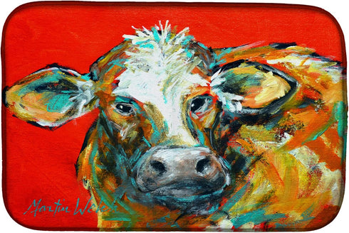 Caroline's Treasures MW1272DDM Caught Red Handed Cow Dish Drying Mat, Absorbent Pad for Kitchen Counter, 14 x 21"