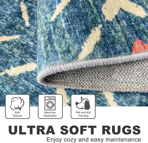 2x6 KILOCOCO Kitchen Runner Rug Washable Runner Rug Soft Hallway Runners Non Slip Printed Distressed Laundry Room Rugs