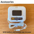 Digital Thermometer with External Sensor, Magnet, Suction Cup for Aquarium, Refrigerator, Freezer (White)