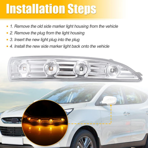 X AUTOHAUX Car LED Front Right Side Mirror Turn Signal Light for Hyundai Tucson 2010-2014
