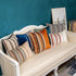 Yangest Navy Blue Striped Patchwork Throw Pillow Cover - Gold Leather Zippered Rectangular Cushion for Sofa, 12x20 Inch