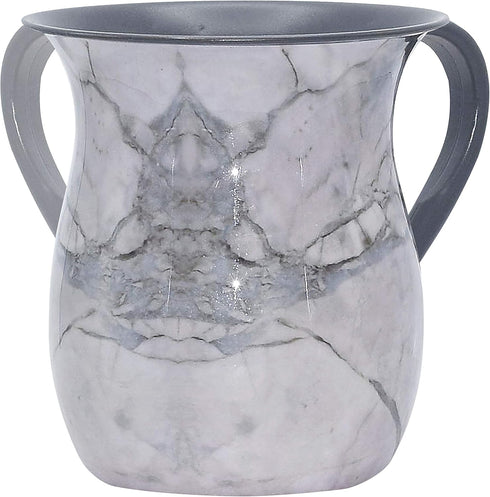 Stainless Steel Netilat Yadayim Cup, Grey Stone Painted Design, Judaica Gift Collection