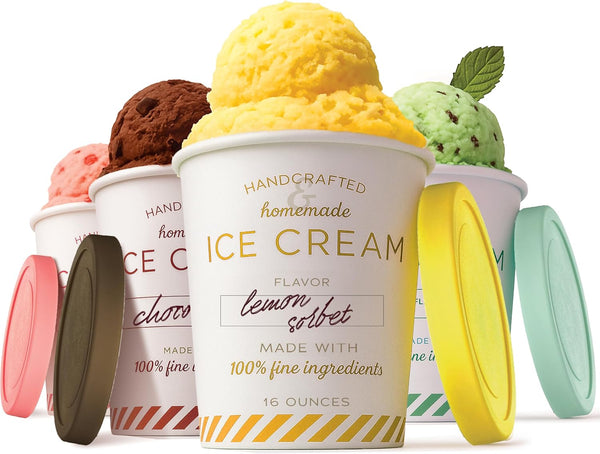 16 oz Ice Cream Containers with Airtight Silicone Lids ( 4-Pack )