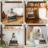 Moucuny 4 Set Pcs Highland Cow Bathroom Decor Funny Rustic Wooden Tiered Tray Signs with Highland Cow Toilet Figurine