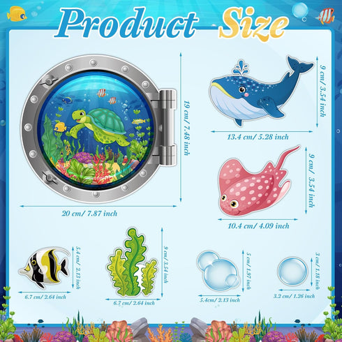 24 Pcs Cruise Door Decorations Magnetic Ocean Cruise Door Magnet Sea Animals Magnet Stickers Fish Turtle Crab Shark Magnets for Refrigerator Cruise Door Car Carnival Party Supplies Decoration