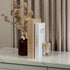 Set 2 Decorative Books with Storage (Caramel/Beige) of Faux Linen Book Boxes with Gold Stamped Covers Enhance Your