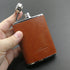 3oz Brown Red Leather Wrapped Hip Flask with Funnel, 18/8 Stainless Steel (YM102)