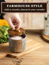 Countertop, 10 OZ Salt Cellar with Lid & Spoon, Ceramic Salt Container for Salt Bowl Holder, Gray
