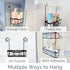 Small Shower Caddy Hanging with Rotatable Hooks, Adhesive Mount, Spacious Bathroom Storage Solution, 304 Stainless Steel