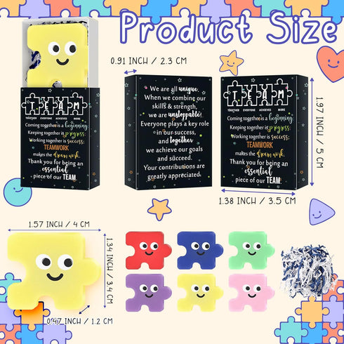 72 Sets Wettarn Employee Appreciation Gifts Team Puzzle Piece Stress Balls Bulk with Thank You Gift Boxes Party Favors
