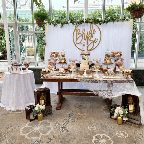 QueenDream White Lace Tablecloth, 60 x 120 Inches, Rectangular Vintage Embroidered Lace Fabric Overlay