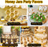 48 Pack 1.5 oz Aliggbent Mini Honey Jars Party Favors in Bulk, Small Hexagon Glass Honey Jars with Dippers, Gold Lids