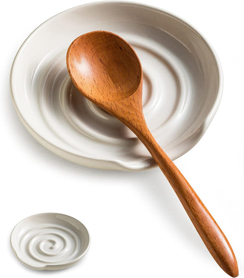 Ceramic Spoon Holder, White Spoon Rest for Stove Top, Utensil Holder for Spatula, Coffee Spoon, Kitchen Accessories