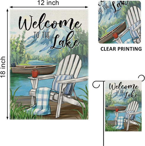 Welcome To The Lake Adirondack Chair Decorative Garden Flag, Spring Summer Lakehouse Boat Yard Outside Decorations,