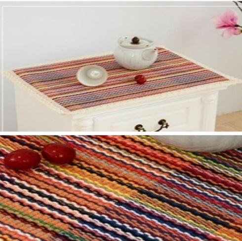 15.75 x19.68 Tablecloth Nightstand End Tabletop Dust Cover Night Stand Table Linen - Rainbow