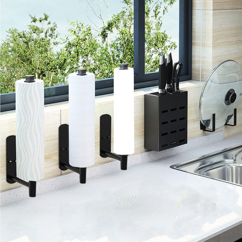 Upgraded Calegency Paper Towel Holder, Under Cabinet Wall Mounted Dispenser, Matte Black for Bathroom and Kitchen