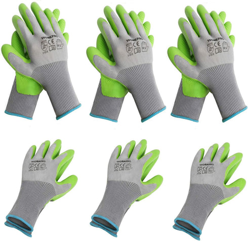 WORKPRO 6 Pairs Garden Gloves, Eco Latex Palm Coated Working Gloves for Weeding, Digging, Raking