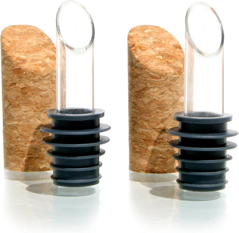 Soireehome Pourist Pair of Gourmet Glass and Cork Stopper Spouts with Silicone Gasket - 2-pack
