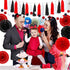 WILLBOND 29 Pcs Red and Black Decorations, Mouse Paper Decoration Fan Pom Pom for Graduation Birthday