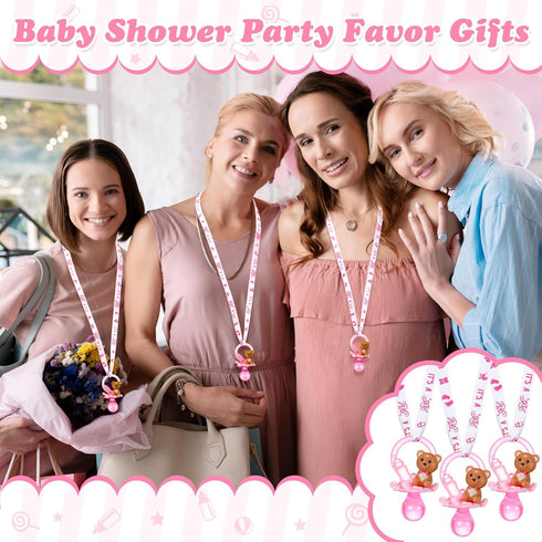 36 Coume Pcs Shower Party Pacifiers Necklace Bear Bottle Acrylic Pacifiers Charm Pacifier Chain for Guests Gender