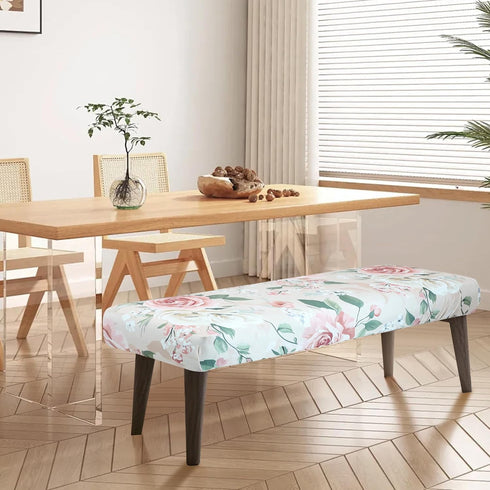 Stretch Bench Cover Spandex Rectangle Slipcover for Dining Room Kitchen Bedroom Indoor/Outdoor Use Fitted Bench